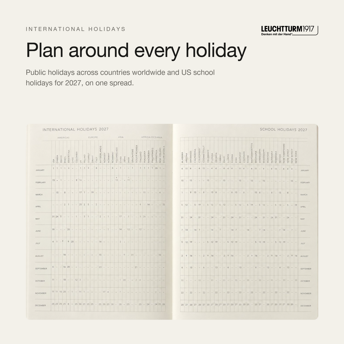 LEUCHTTURM1917 2027 Hardcover Weekly Planner & Notebook Master (A4+) - Cherry