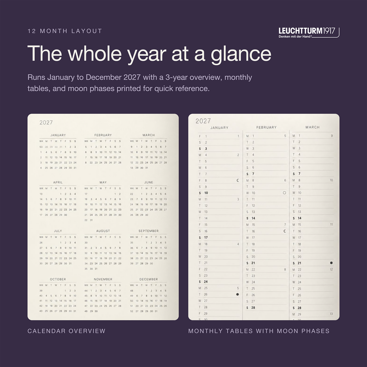 Leuchtturm1917 2027 Weekly Planner & Notebook A5 - Lilac