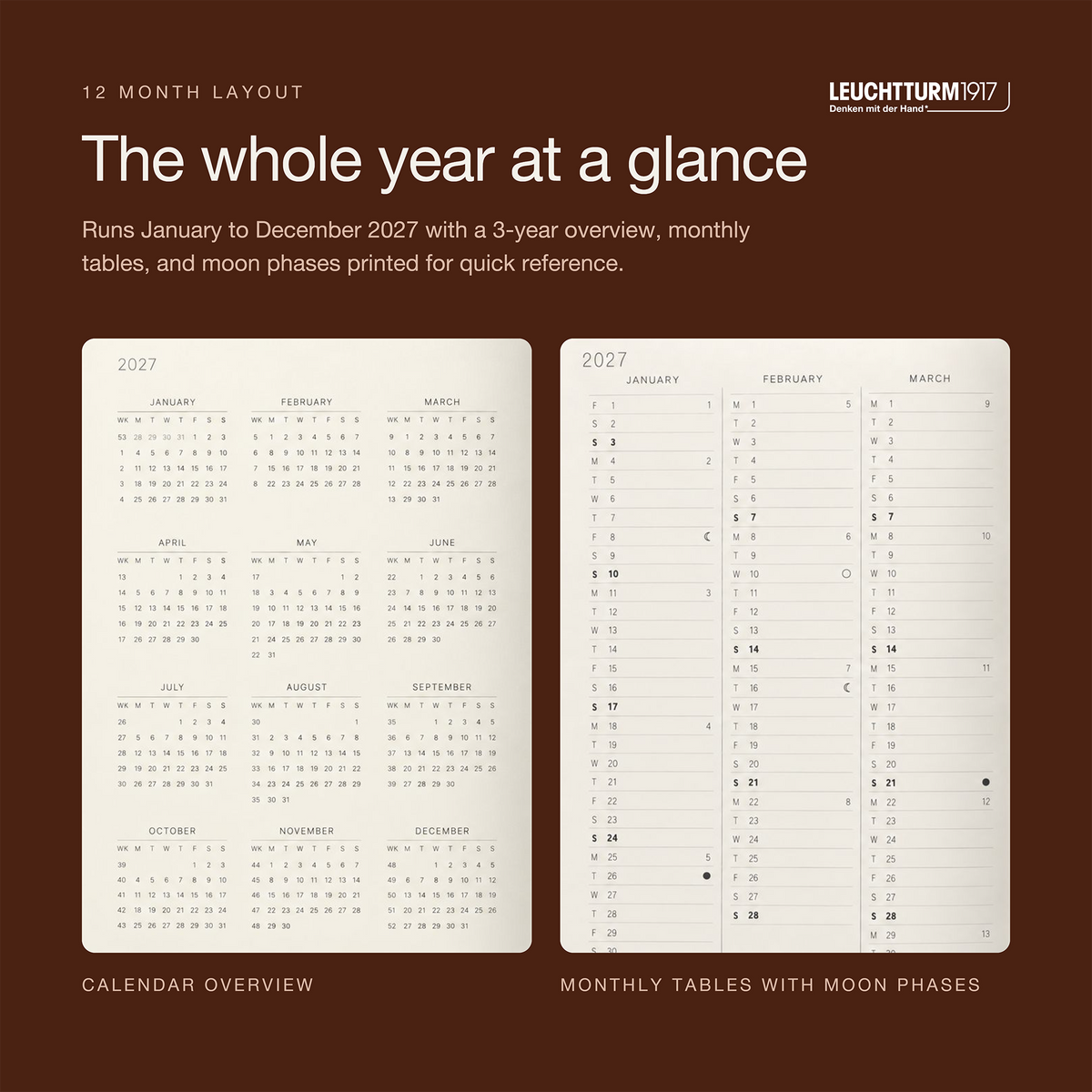 LEUCHTTURM1917 2027 Hardcover Weekly Planner & Notebook Medium (A5) - Pumpkin