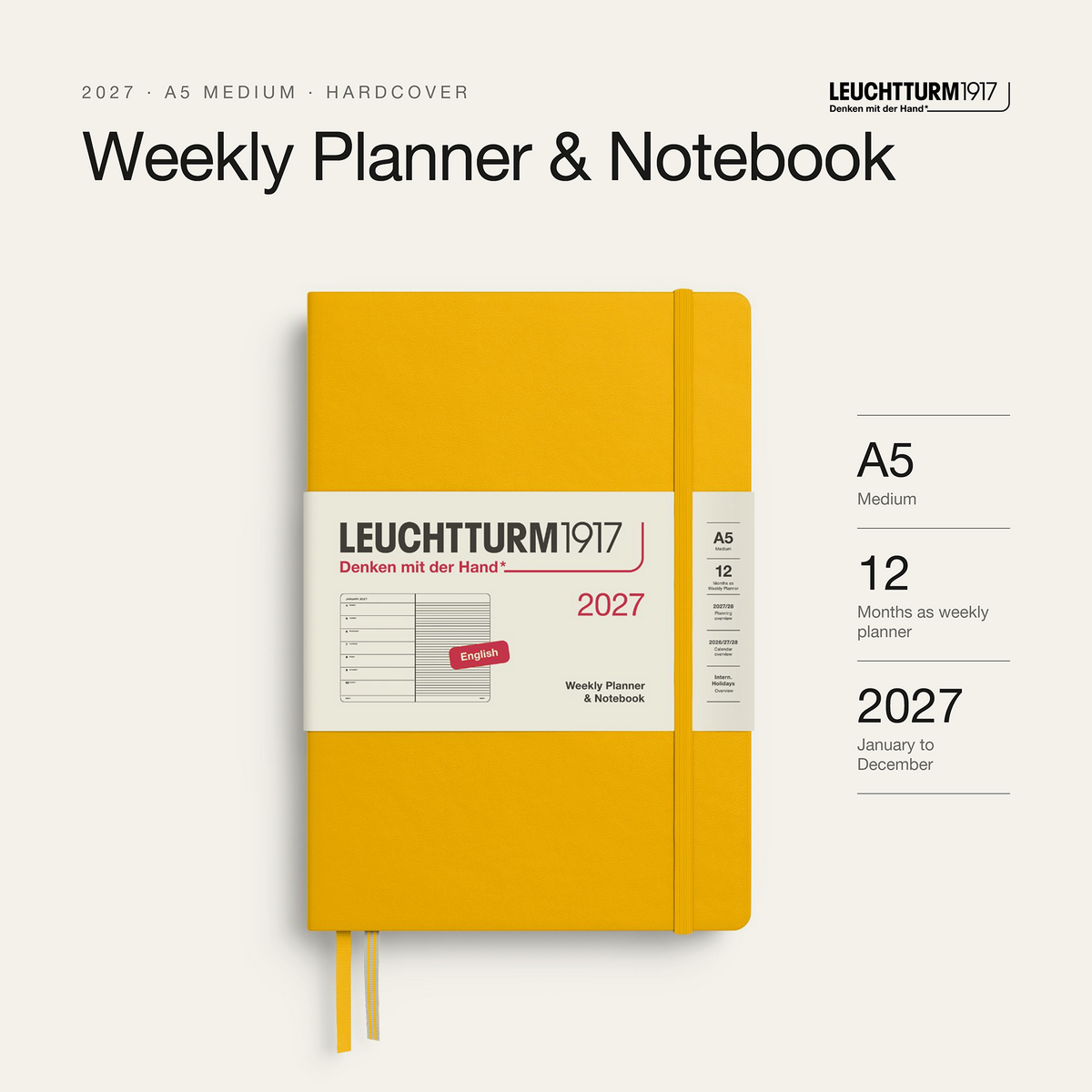 Leuchtturm1917 2027 Weekly Planner & Notebook A5 - Sunflower