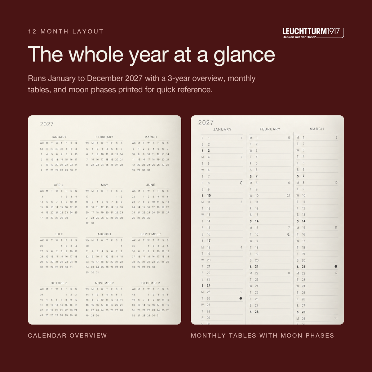 LEUCHTTURM1917 2027 Softcover Weekly Planner & Notebook Medium (A5) - Cherry