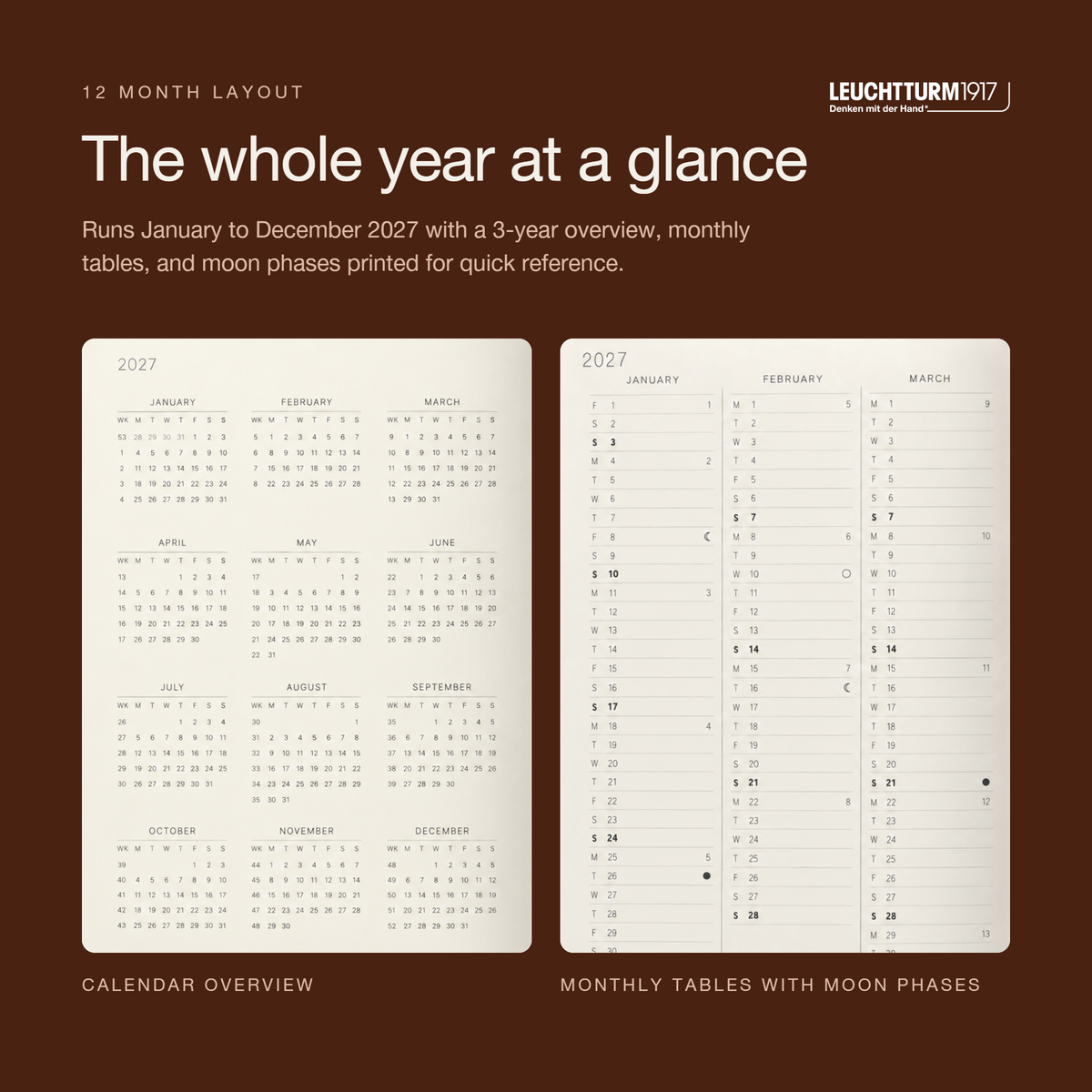 LEUCHTTURM1917 2027 Softcover Weekly Planner & Notebook Medium (A5) - Pumpkin