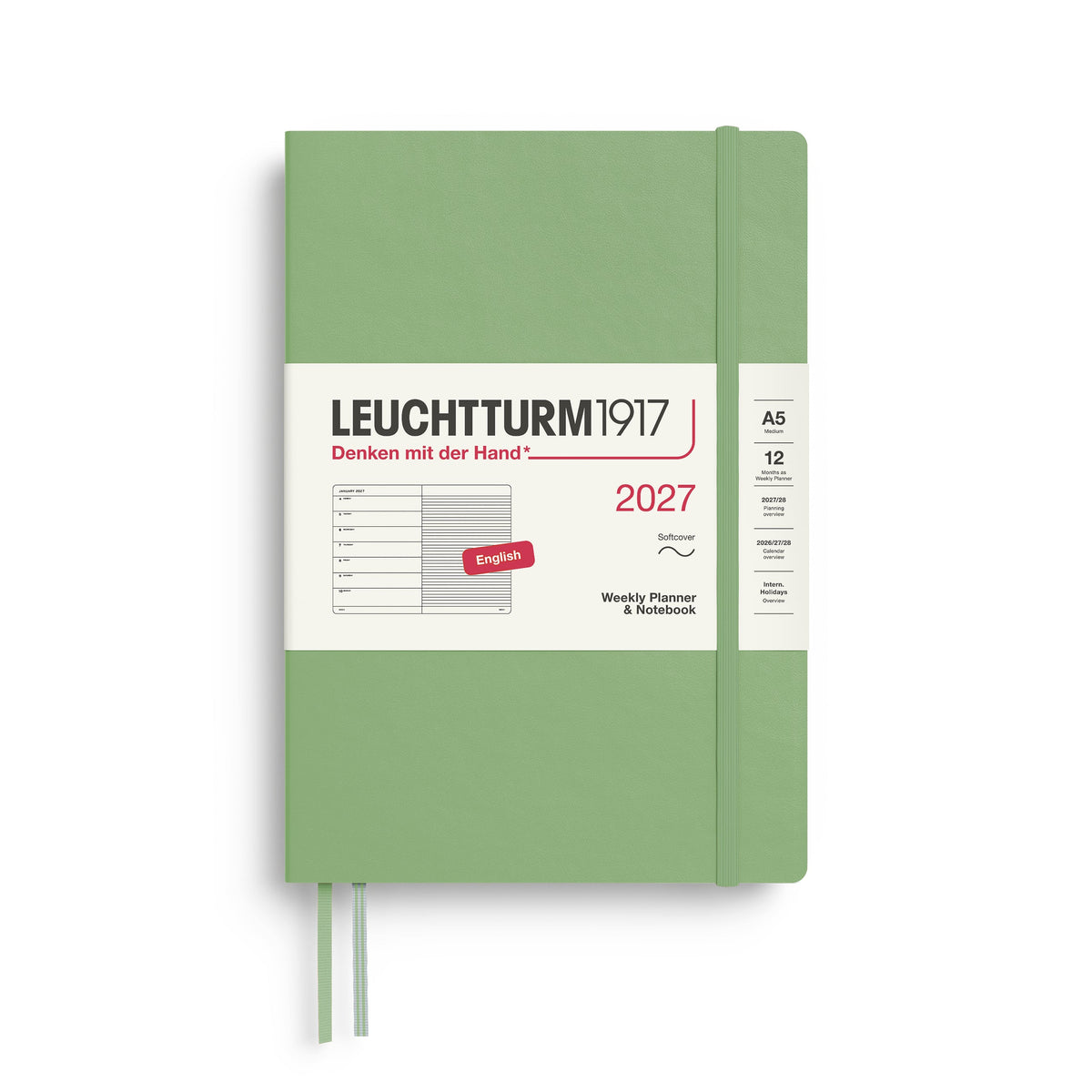Leuchtturm1917 2027 Weekly Planner A5 Soft Cover - Sage