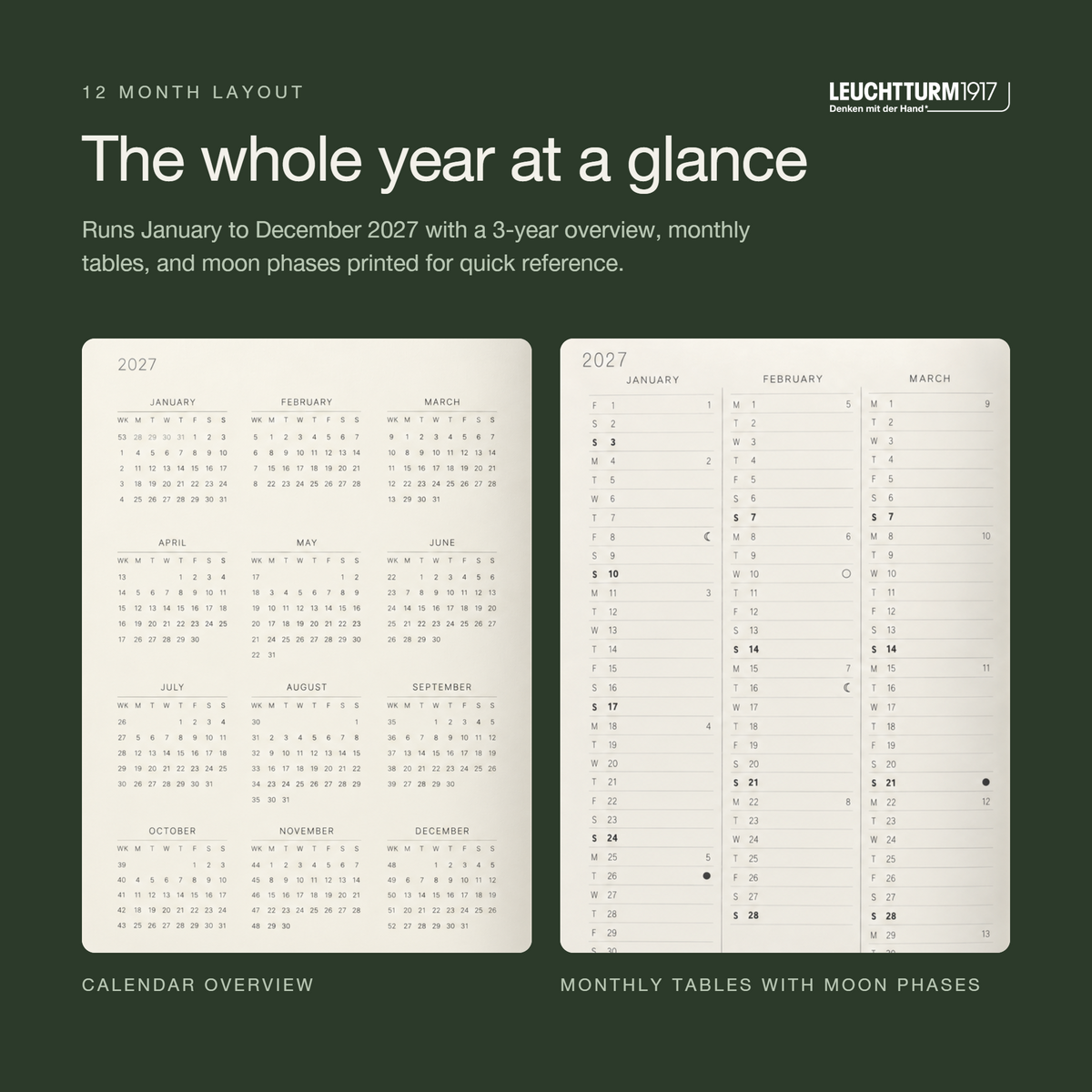 LEUCHTTURM1917 2027 Softcover Weekly Planner & Notebook Medium (A5) - Sage