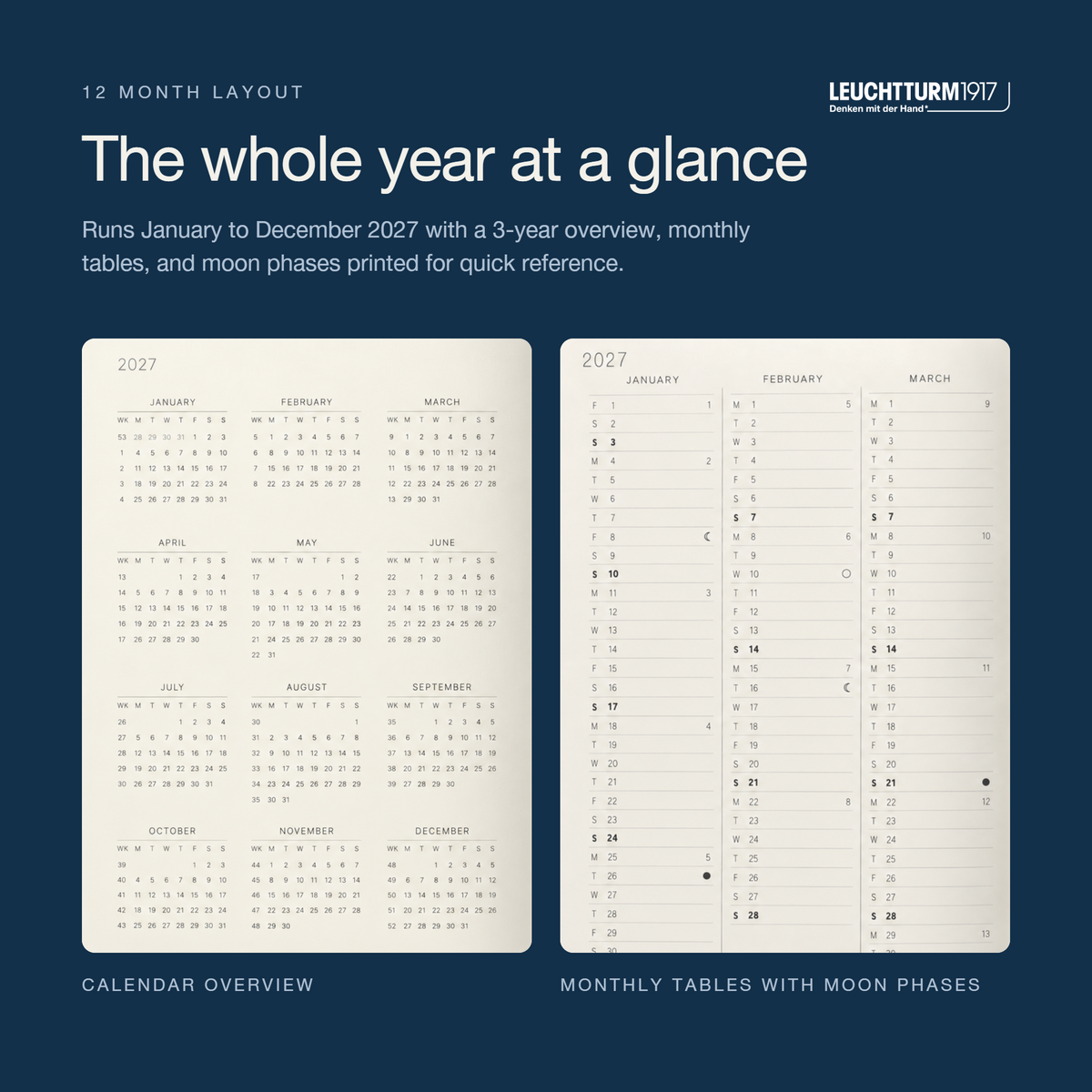 LEUCHTTURM1917 2027 Softcover Weekly Planner & Notebook Medium (A5) - Indigo