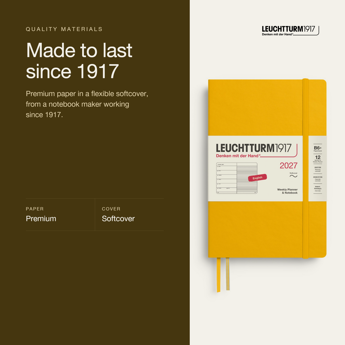 Leuchtturm1917 2027 Weekly Planner & Notebook Softcover (B6+) - Sunflower