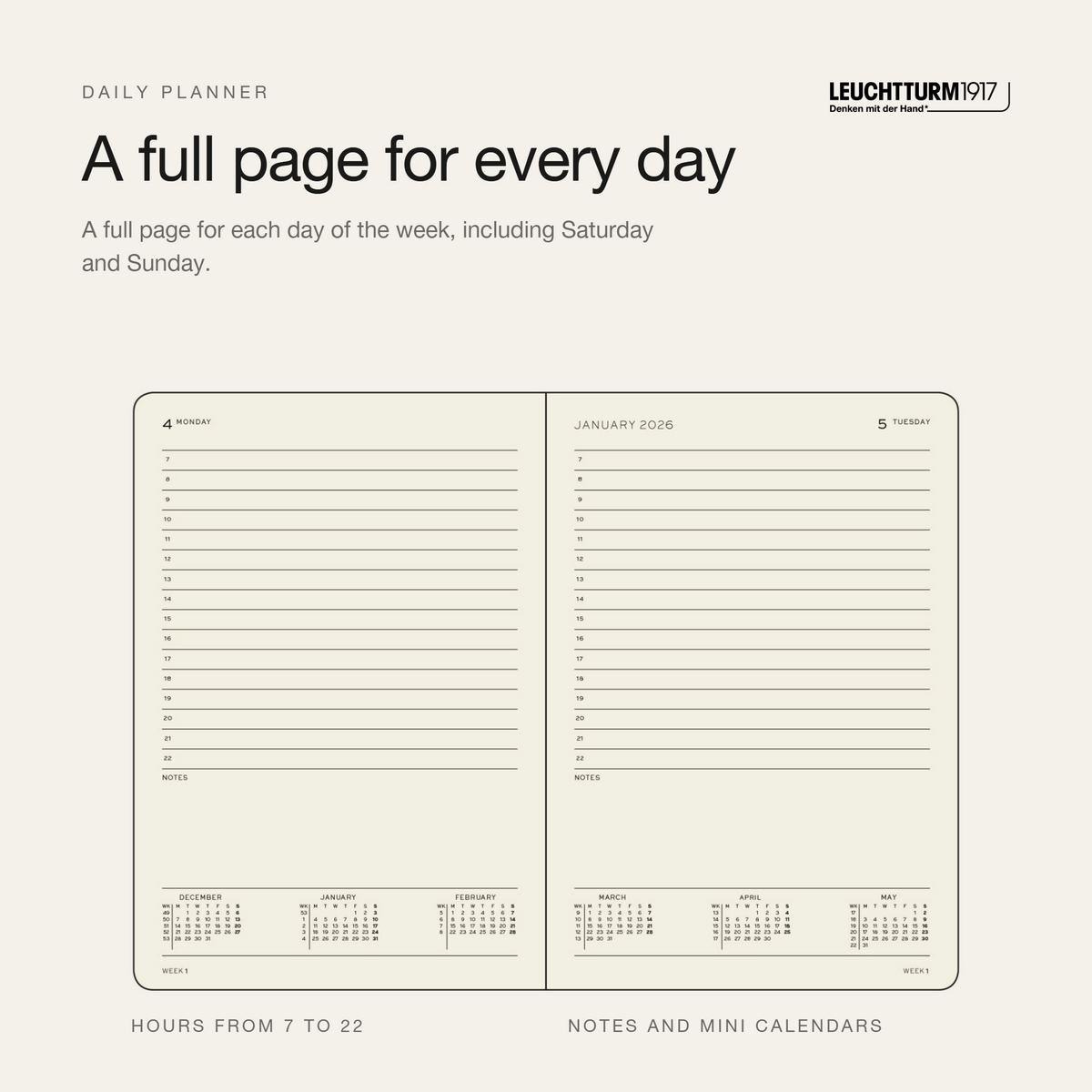 LEUCHTTURM1917 2027 Hardcover Daily Planner Medium (A5) - Cherry