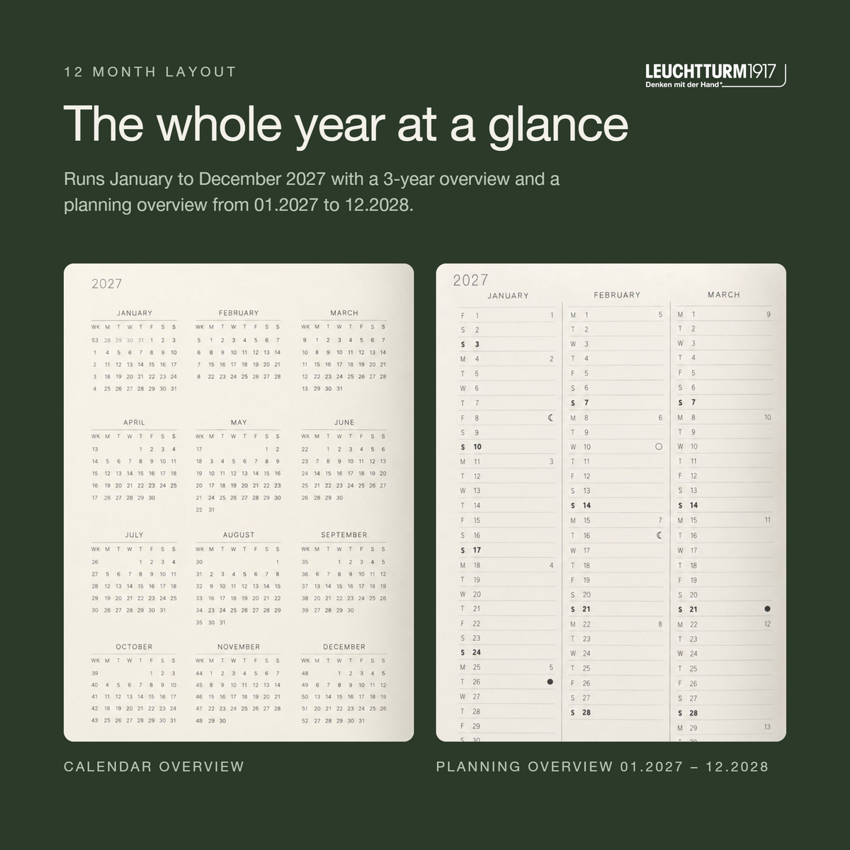 LEUCHTTURM1917 2027 Hardcover Daily Planner Medium (A5) - Sage