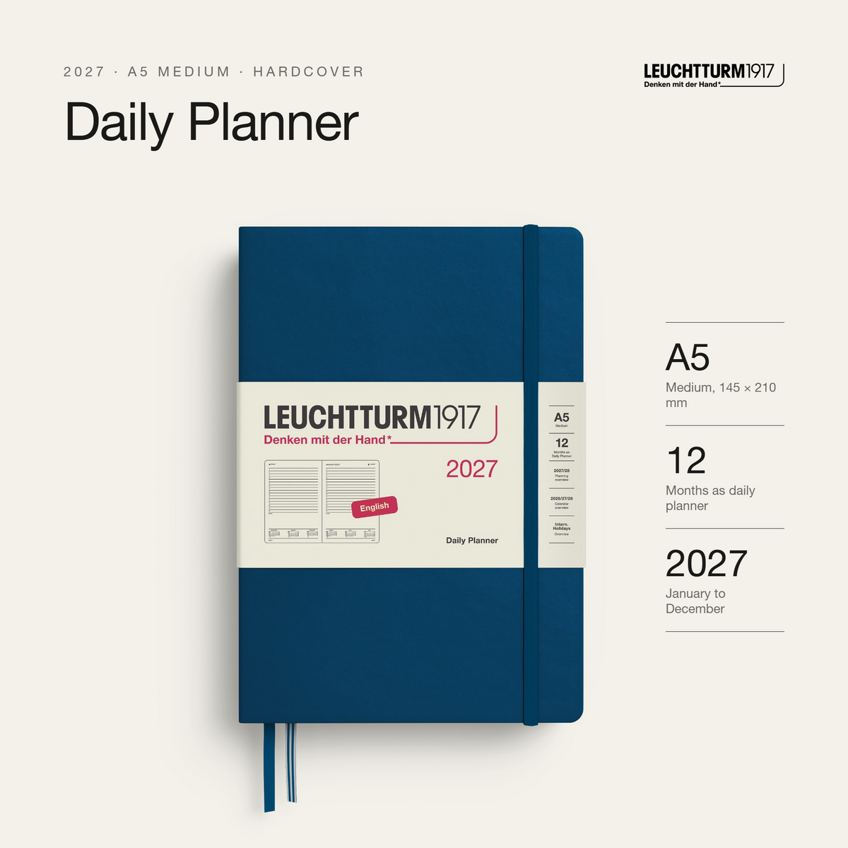 Leuchtturm1917 2027 Daily Planner A5 - Indigo