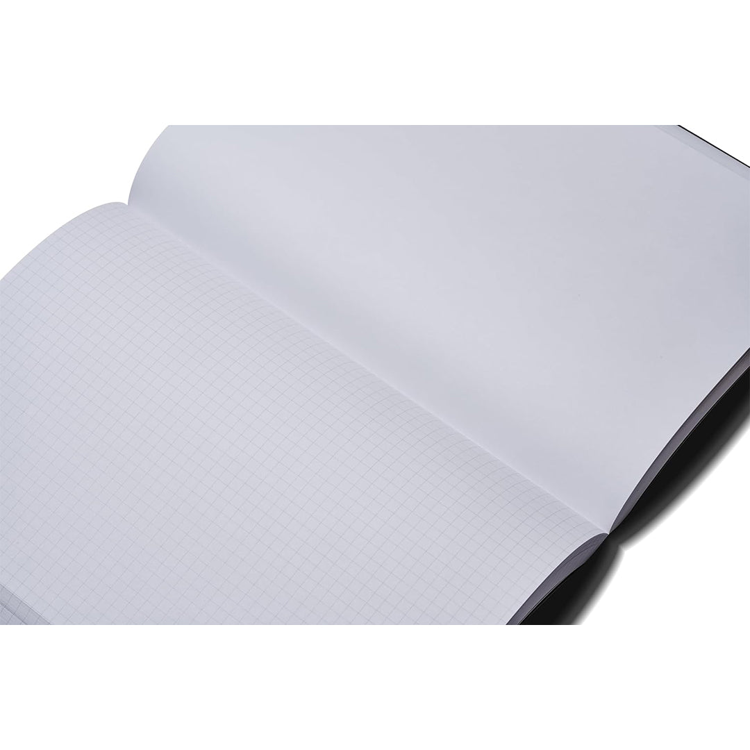 Zequenz A6 Size Black Grey Notebook Squared & Blank Acid Free Paper 200 Pages each Ruling 400 Pages 70GSM 360 Degree Flexibility 100% Handmade PU and White paper Basic Plus Series