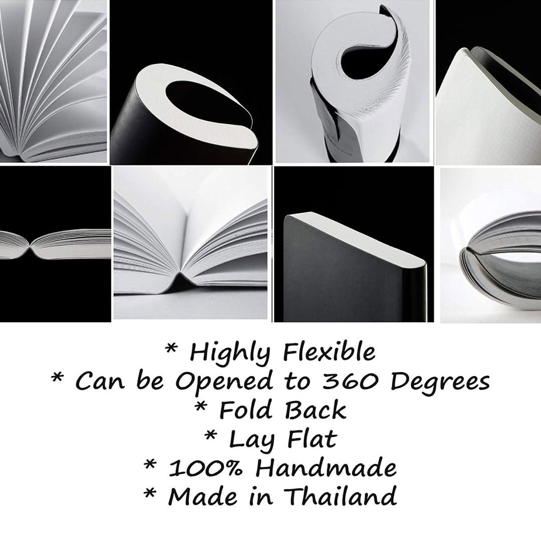 Zequenz A5 Size Fern Green Slim Notebook Squared Acid Free Paper 200 Pages 80GSM 360 Degree Flexibility 100% Handmade Fountain Pen Friendly Color Series Bookmark Included