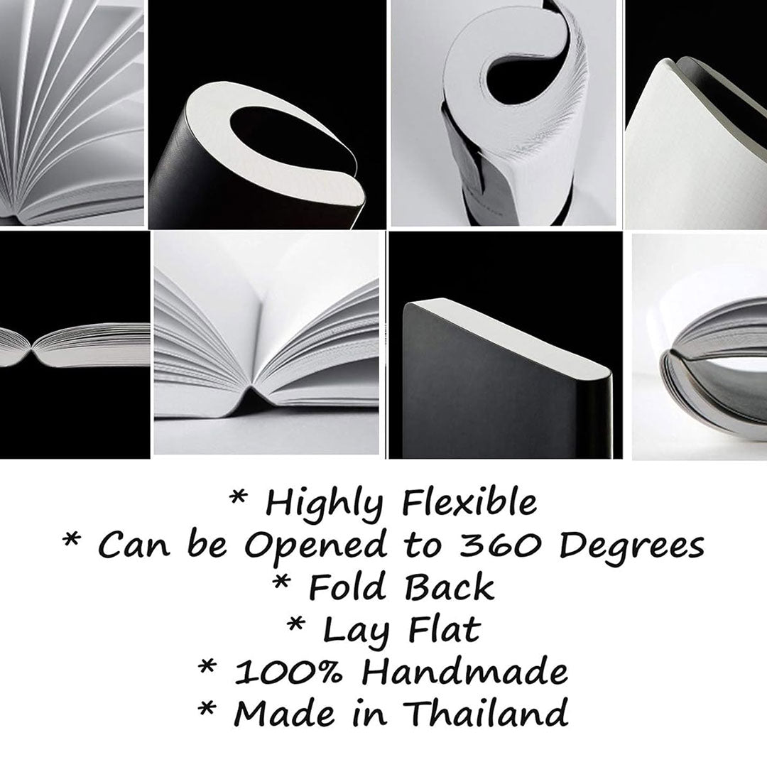 Zequenz A6 Size White Silver Notebook Squared & Blank Acid Free Paper 200 Pages each Ruling 400 Pages 70GSM 360 Degree Flexibility 100% Handmade PU and White paper Basic Plus Series