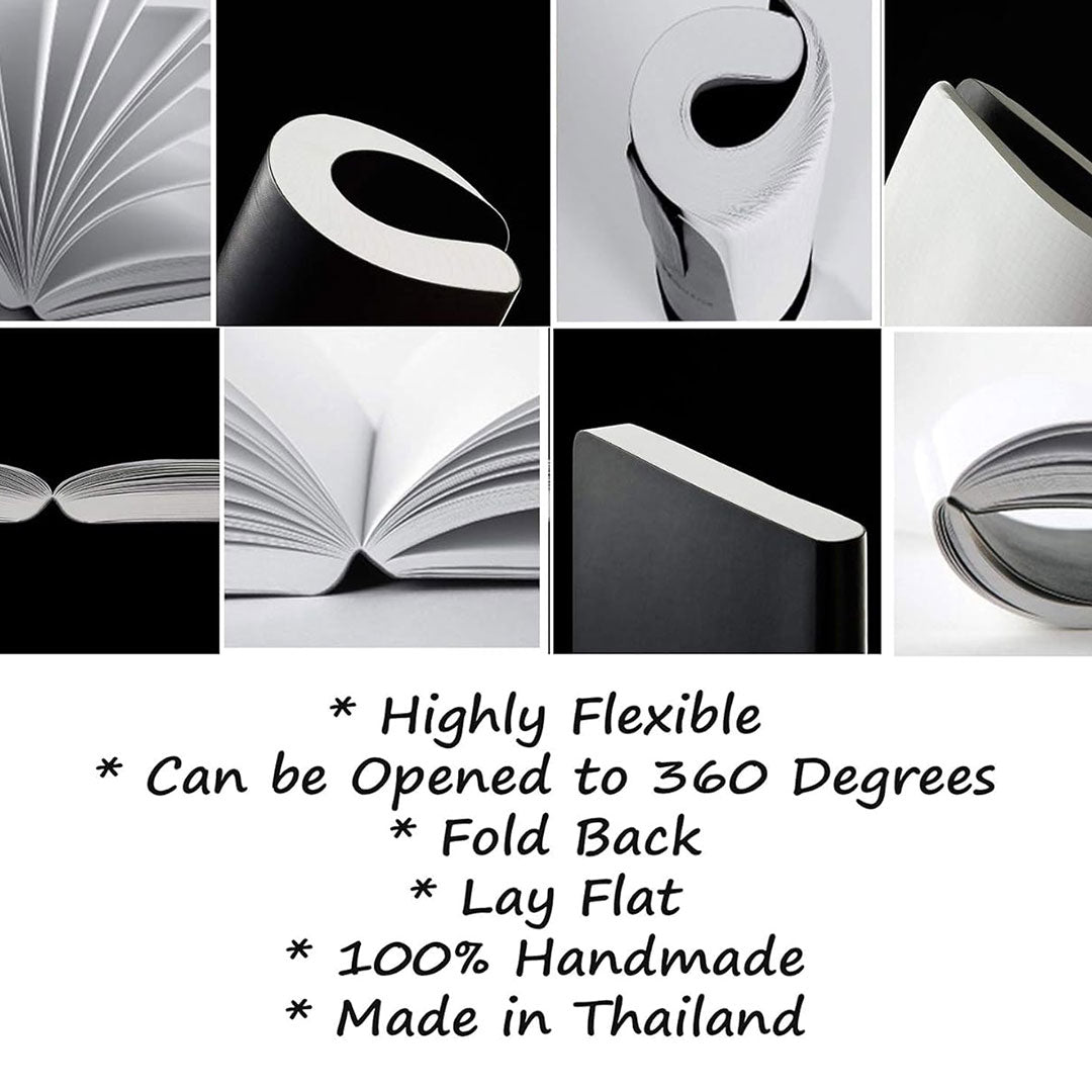 Zequenz A6 Size Silver Grey Notebook Squared & Blank Acid Free Paper 200 Pages each Ruling 400 Pages 70GSM 360 Degree Flexibility 100% Handmade PU and White paper Basic Plus Series