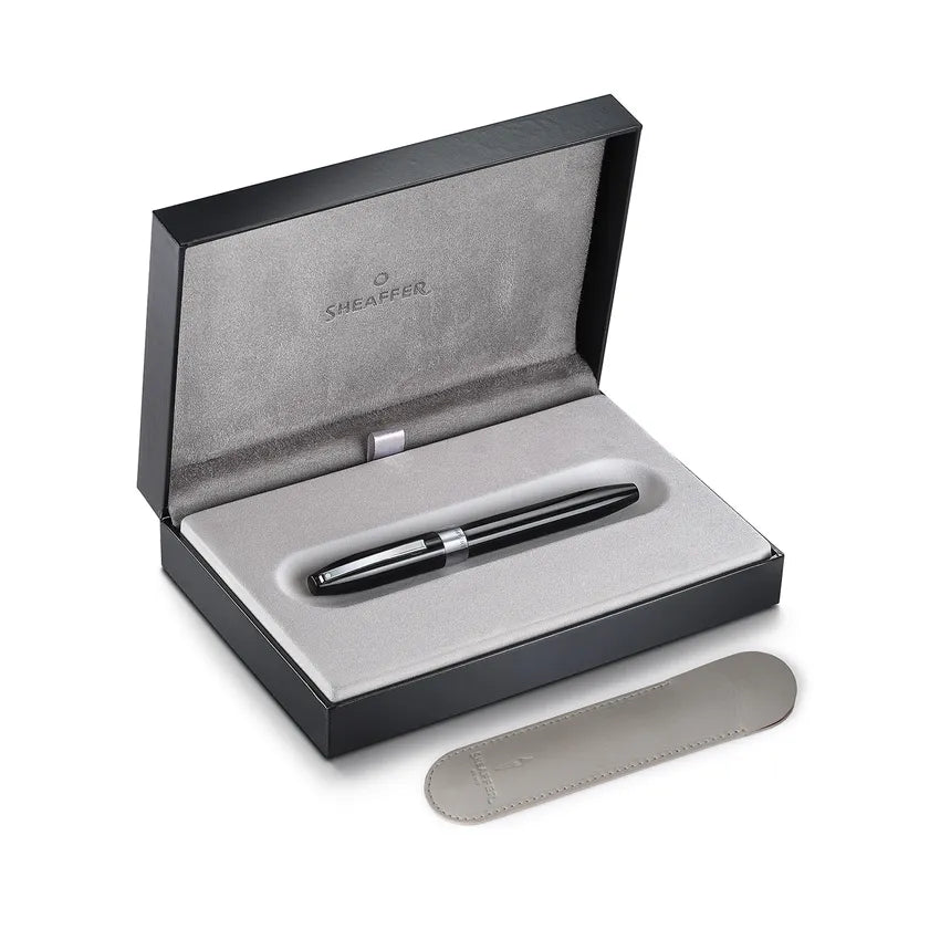 Sheaffer Legacy 9064 Glossy Black Inlaid Nib Fountain Pen (Medium) with Chrome-Plated Trims