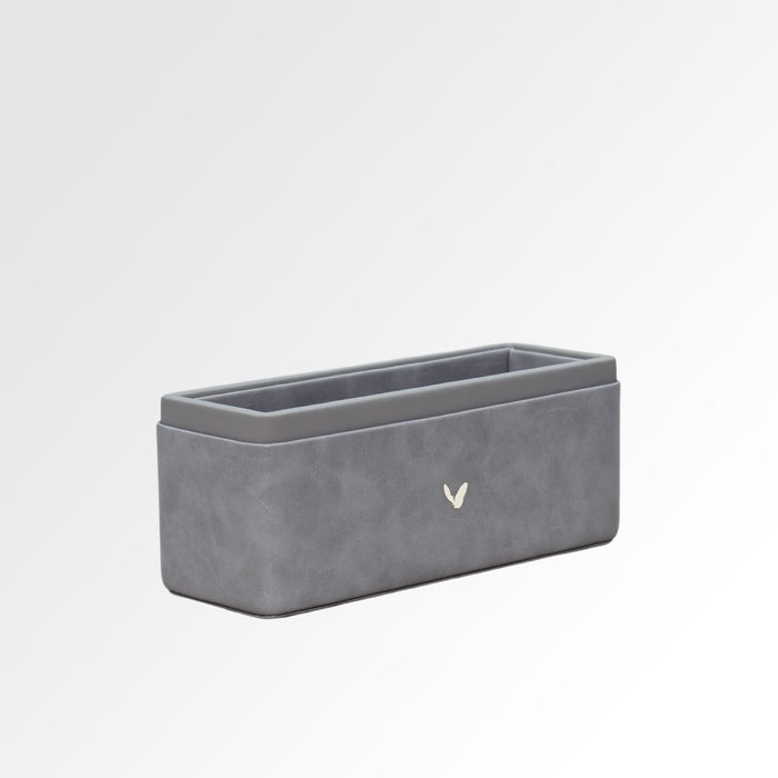Unmet Desire Pen/Pencil Holder | Faux Leather | Rectangular Large | Moderno | Grey