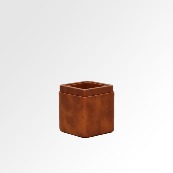 Unmet Desire Pen/Pencil Holder | Faux Leather | Square Small | Classic | Tan