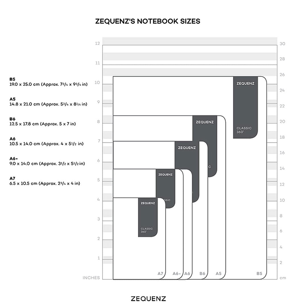 Zequenz A6 Size White Silver Notebook Squared & Blank Acid Free Paper 200 Pages each Ruling 400 Pages 70GSM 360 Degree Flexibility 100% Handmade PU and White paper Basic Plus Series