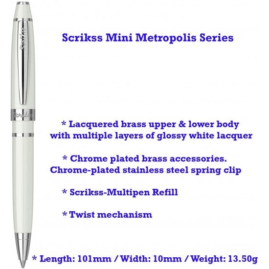 Scrikss |Mini Metropolis| Ballpoint Pen |Ivory-CT