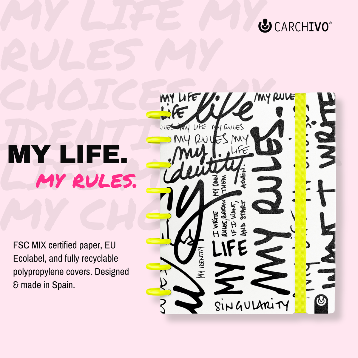 Carchivo Ingeniox My Life A5 Gridded Notebook - Yellow