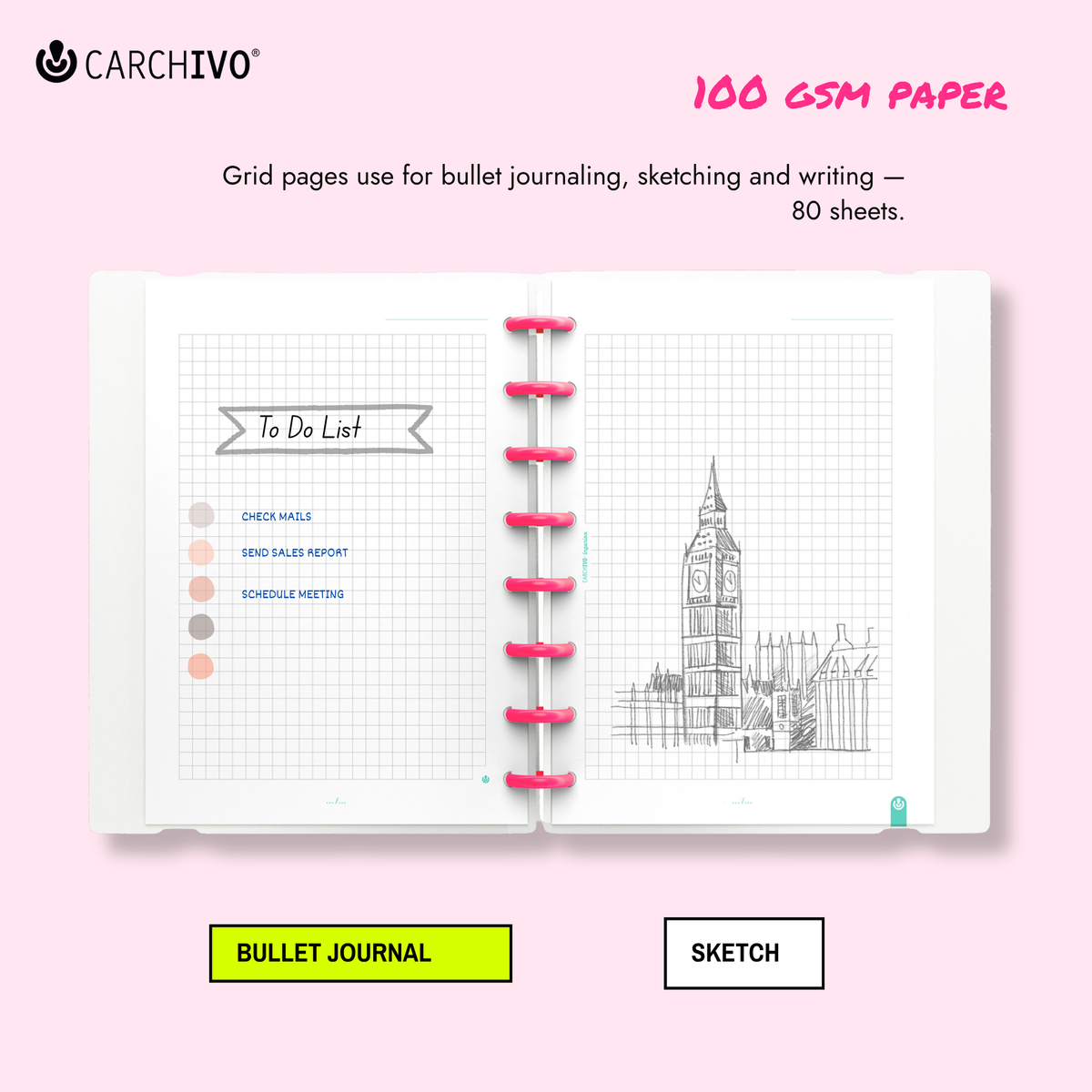 Carchivo Ingeniox My Life A5 Gridded Notebook - Yellow