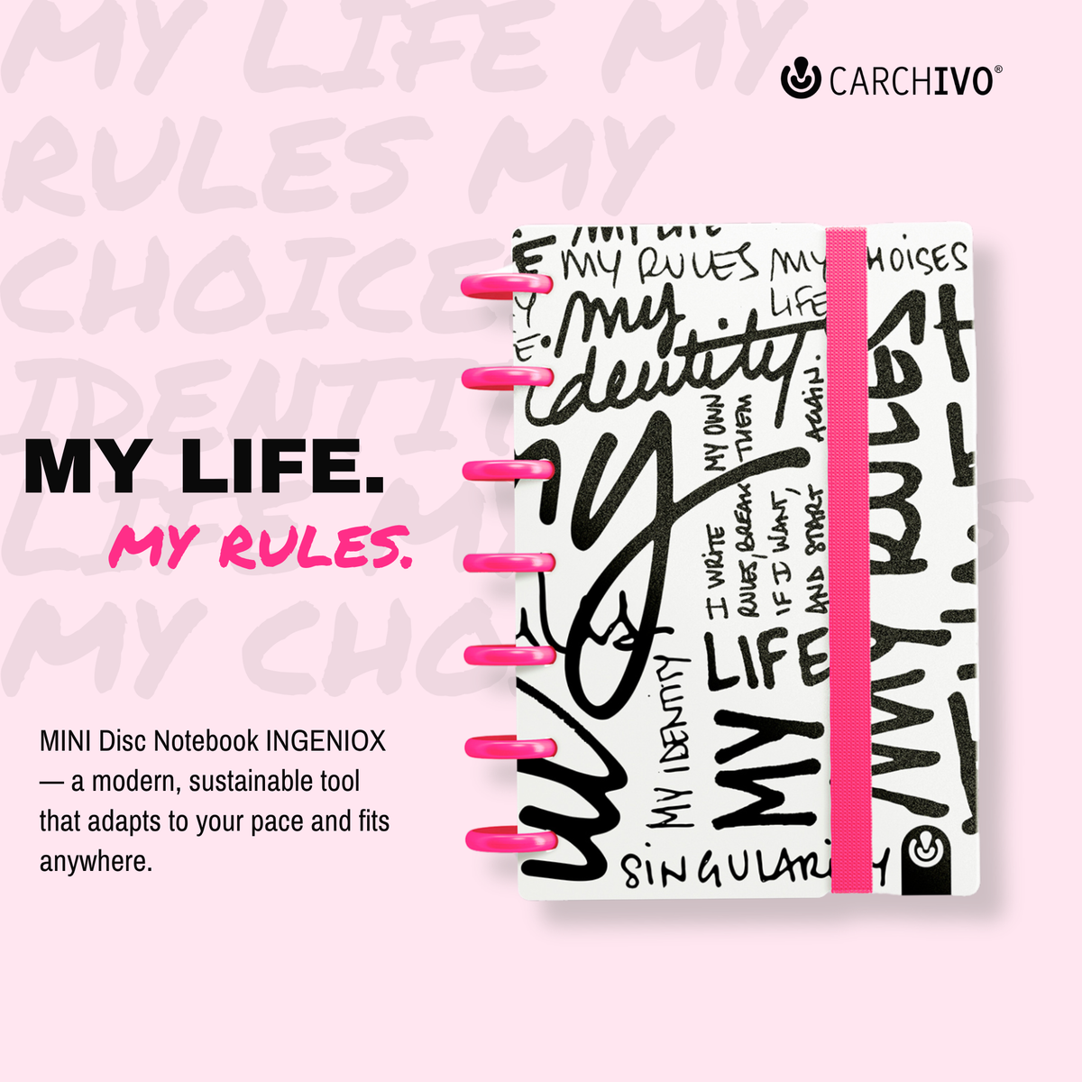 Carchivo Ingeniox My Life Mini Dotted Notebook - Pink