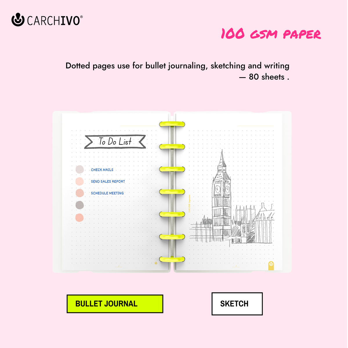 Carchivo Ingeniox My Life Mini Dotted Notebook - Pink