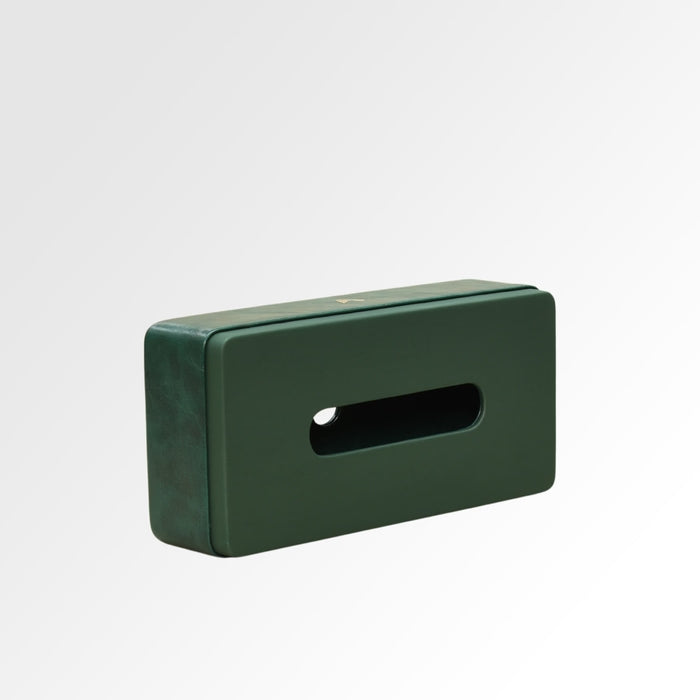 Unmet Desire Tissue Box Holder for Home and Office in Premium Faux Leather | Size: 9.5 x 4.5 x 2.5(H) Inches | Moderno Green