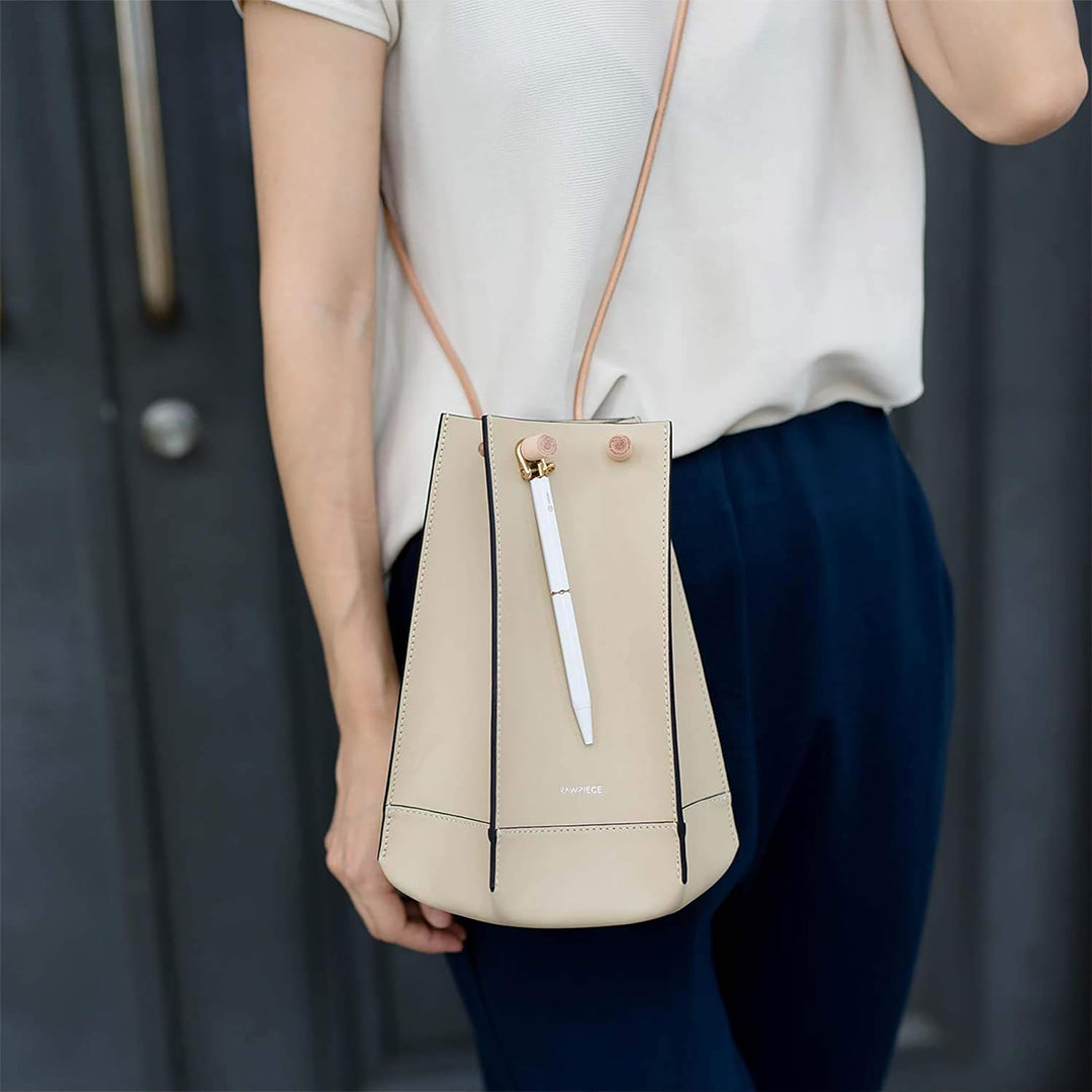 Ystudio Classic Revolve Portable Ballpoint Pen Brass (White finish)