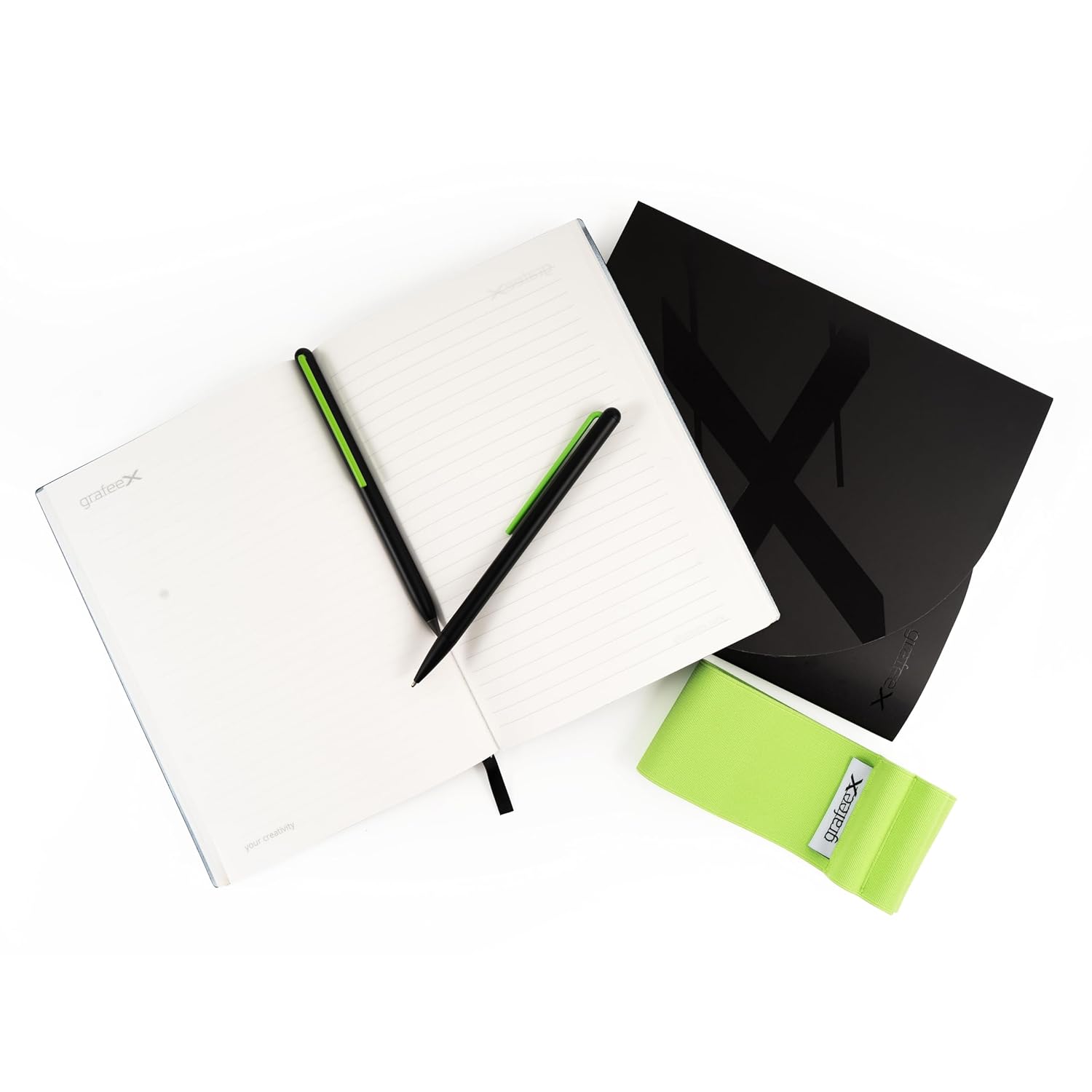 Pininfarina Grafeex Writing Pencil & Ballpoint Set with Stone Paper Notebook – Green