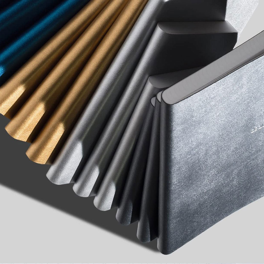 Zequenz A6- Size Matte Gold Notebook Ruled Acid Free Paper 256 Pages 70GSM 360 Degree Flexibility 100% Handmade PU and White paper Galaxy Series Bookmark Included