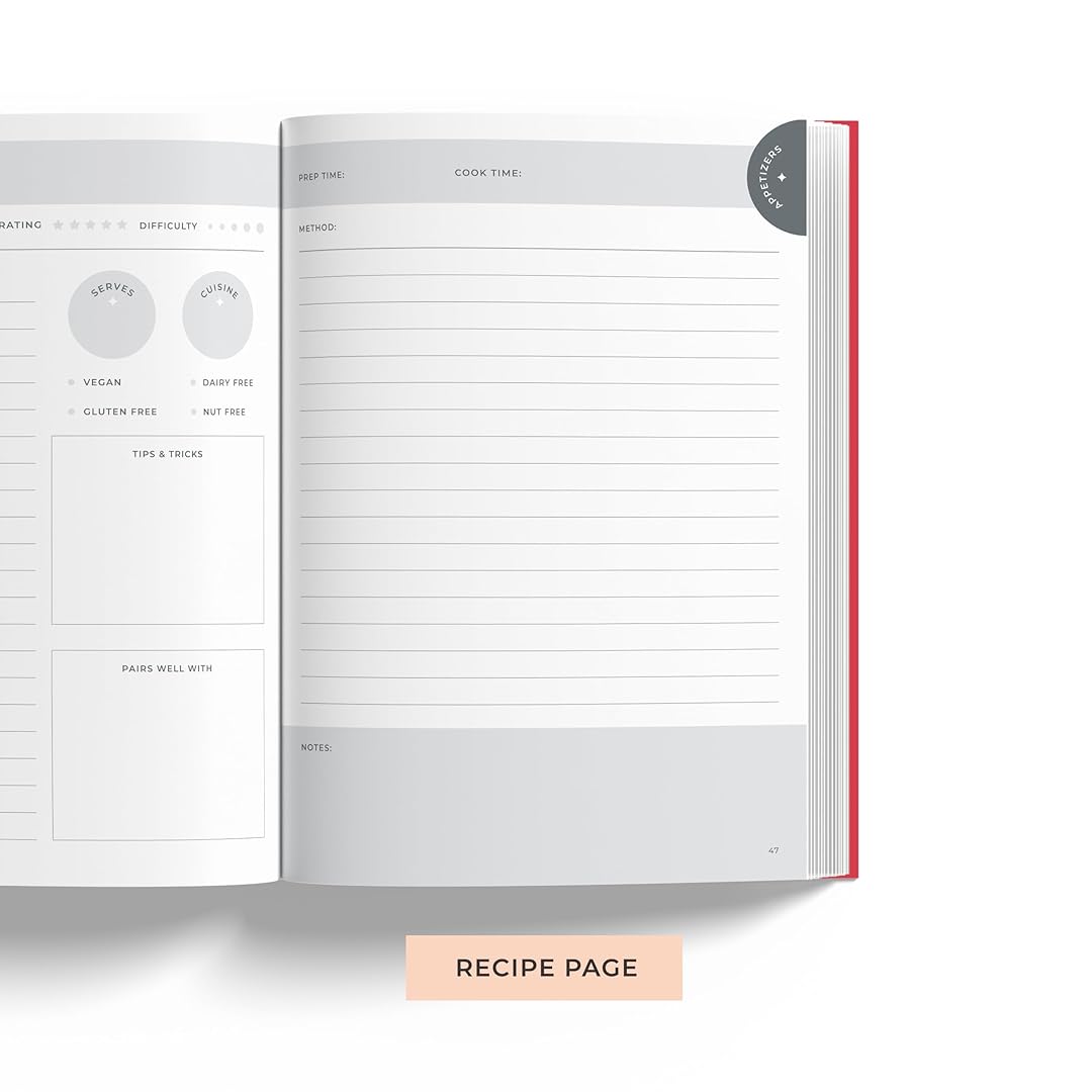 7mm Recipe Journal | A5 Size | 4 Sticker Sheets | Hardbound and Laminated | Made with Love | Light Pink