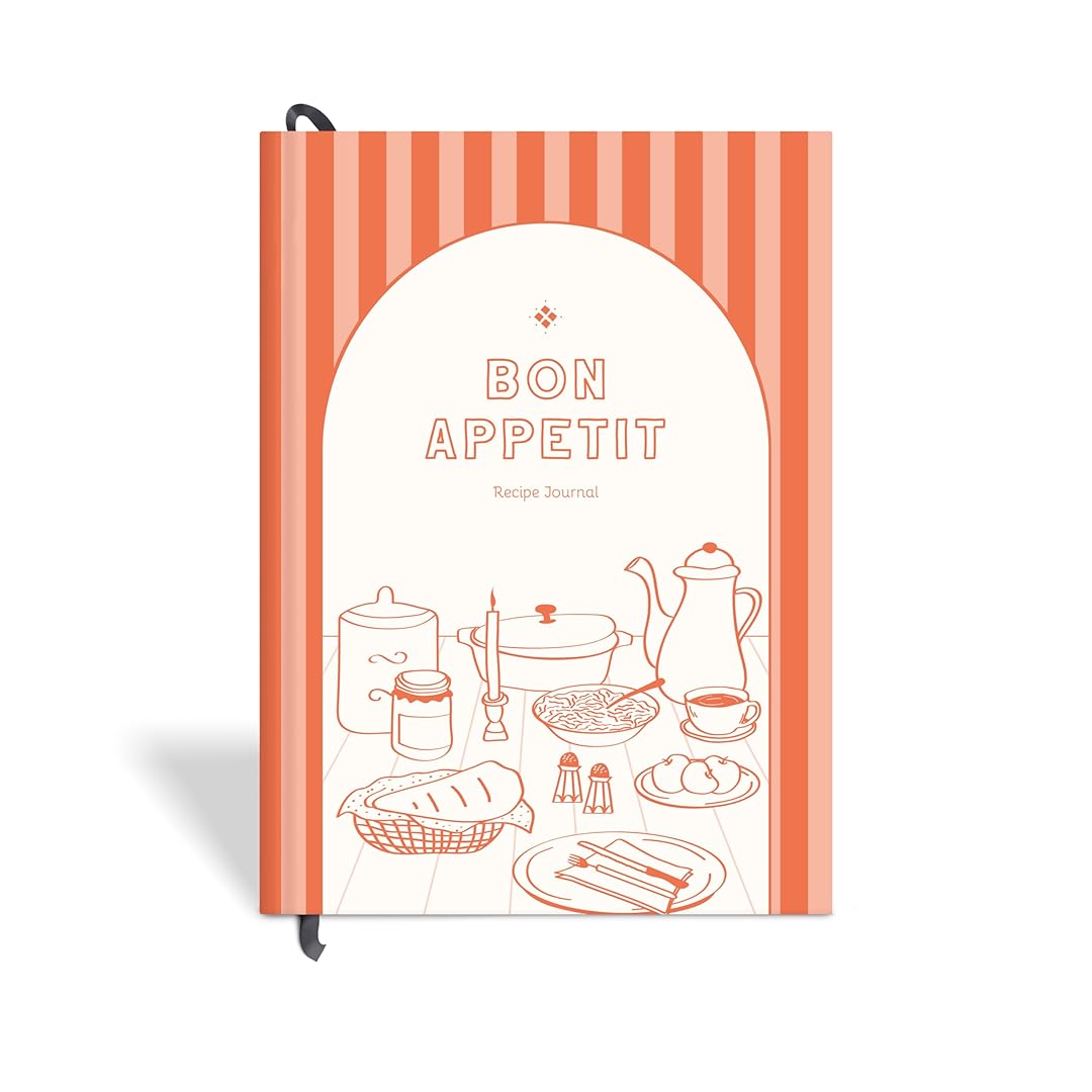 7mm Recipe Journal | Bon Appetit | A5 Size | 4 Sticker sheets | Orange