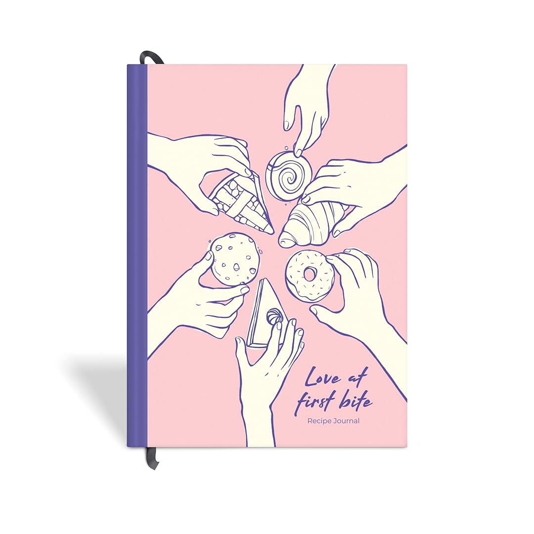 7mm Recipe Journal | Love at First Bite | A5 Size | Hardbound and Laminated | Pink