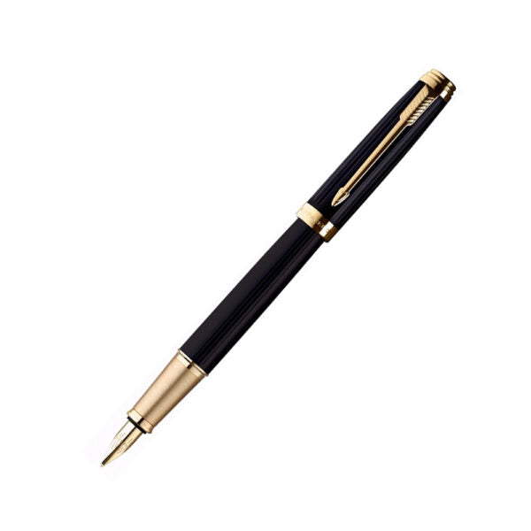 Parker Ambient Lacque Black Gold Trim Rollerball Pen + Fountain Pen Gift Set