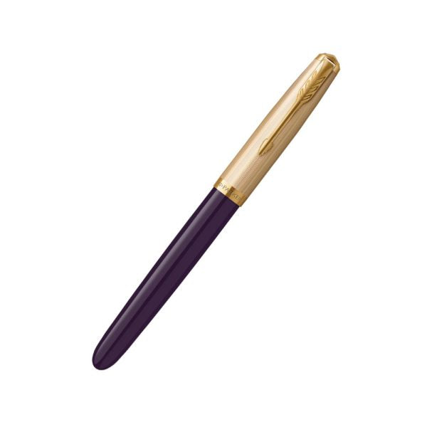 Parker 51 Deluxe Plum with Gold Trim Fountain Pen Medium Nib – 18Kt Gold