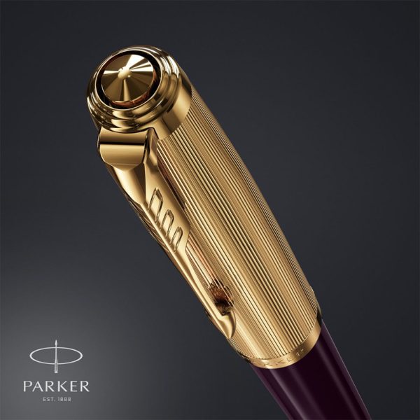 Parker 51 Deluxe Plum with Gold Trim Fountain Pen Medium Nib – 18Kt Gold