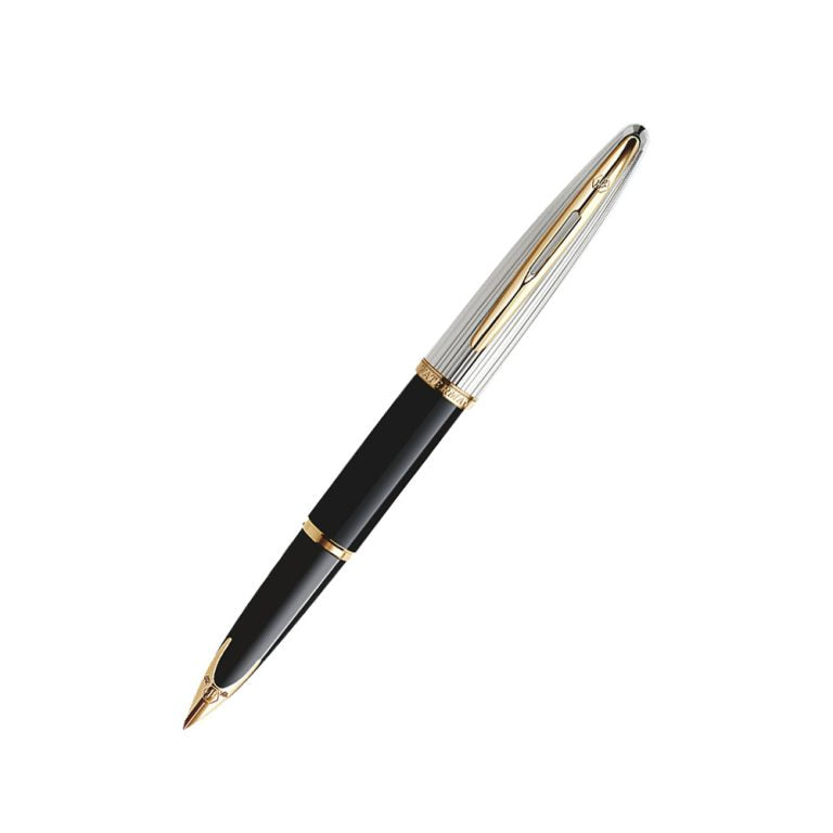 Waterman Carene Deluxe Black GT Fountain Pen – 18Kt Gold Medium Nib