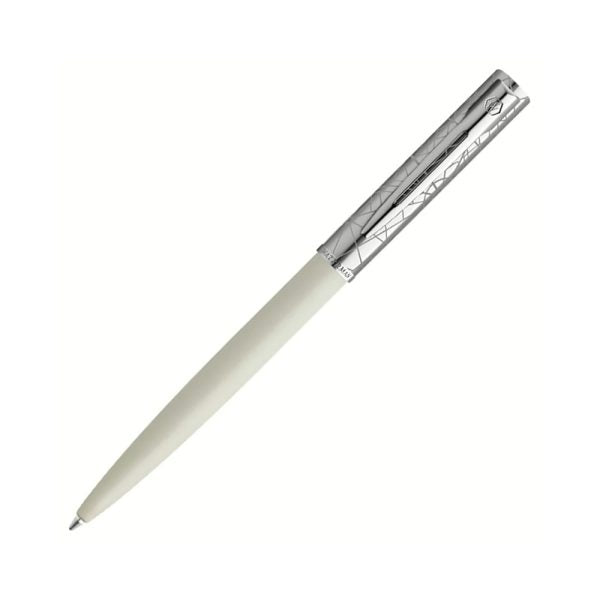 Waterman Allure Deluxe White Chrome Trim Ball Pen with Waterman Notebook Gift Set