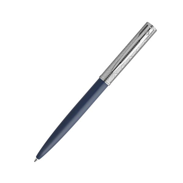 Waterman Allure Deluxe Blue Chrome Trim Ball Pen with Waterman Notebook Gift Set