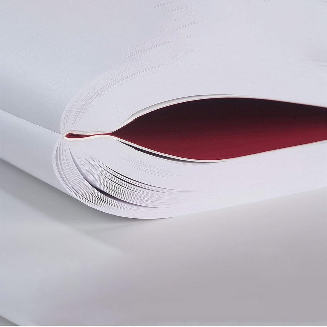 Zequenz A5 Size Red Notebook Journal Blank Acid Free Paper 280 Pages 100GSM 360 Degree Flexibility 100% Handmade PU and White paper Classic Signature Series Bookmark Included