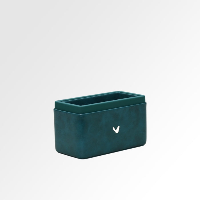 Unmet Desire Pen/Pencil Holder | Faux Leather | Rectangular Medium | Moderno | Blue