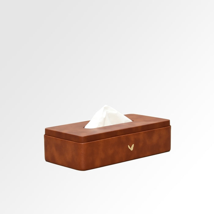 Unmet Desire Tissue Box Holder for Home and Office in Premium Faux Leather | Size: 9.5 x 4.5 x 2.5(H) Inches | Classic |Tan
