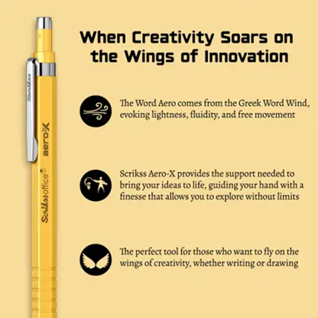 Scrikss | Aero-X | Mechanical Pencil | 0.7mm | Yellow