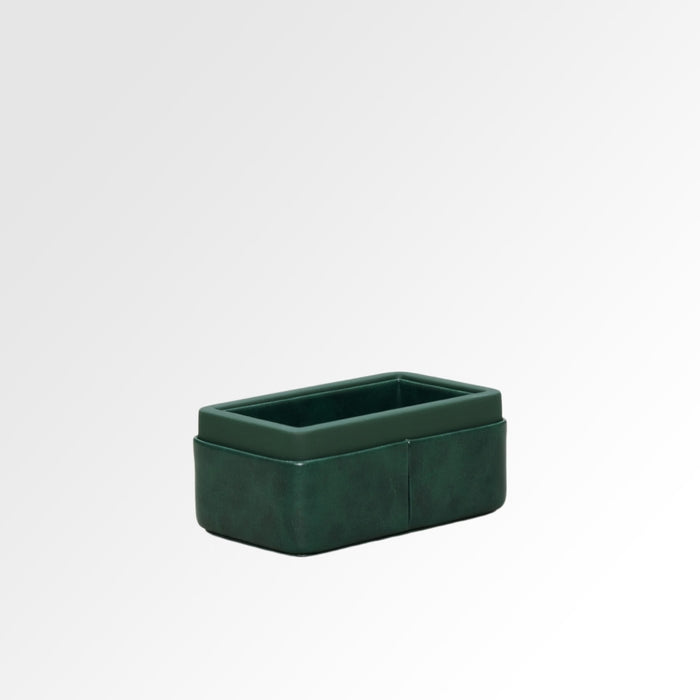 Unmet Desire Visiting Card Holder for Desk | Faux Leather | Rectangular | Moderno | Olive Green