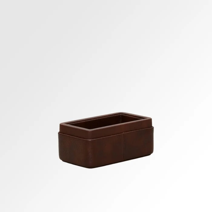 Unmet Desire Visiting Card Holder for Desk | Faux Leather | Rectangular | Classic | Brown
