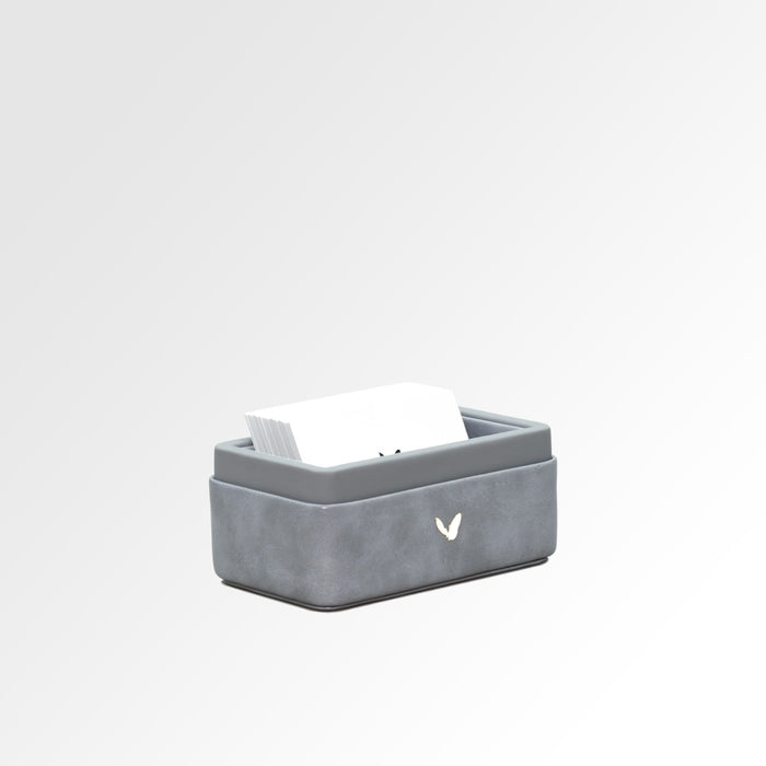 Unmet Desire Visiting Card Holder for Desk | Faux Leather | Rectangular | Moderno | Grey