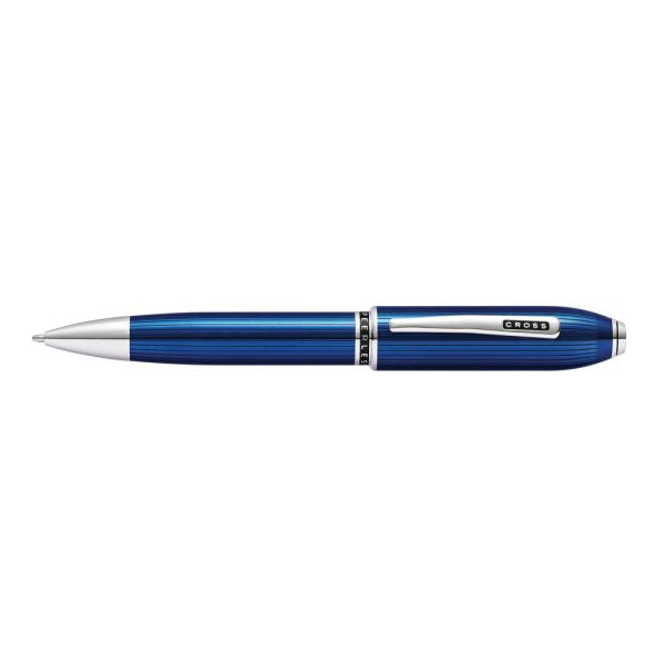 Cross  Peerless™ 125 Translucent Quartz Blue Engraved Lacquer with Platinum Plated Appointments Ballpoint Pen