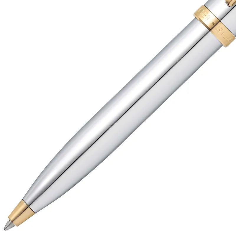 Sheaffer 9340 Gift 100 Bright Chrome with Gold Tone Trim Ballpoint Pen