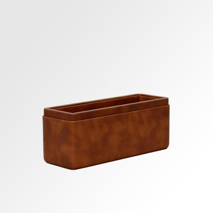 Unmet Desire Pen/Pencil Holder | Faux Leather | Rectangular Large | Classic | Tan