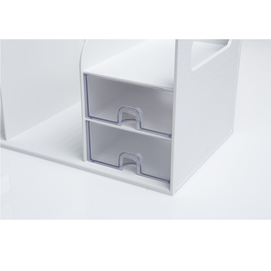 Sysmax | Book Rack With 2 Drawers | 2 Bookshelf |Organiser |White